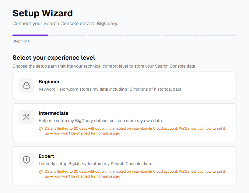 Setup wizard